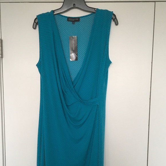 Jones New York Women's Sleeve Less Dress, Tahiti Turquoise/Navy, Large - Picture 3 of 6